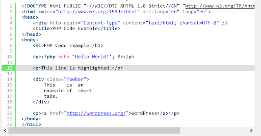 PHP code example