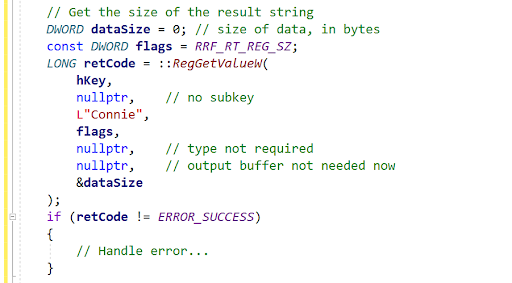 C++ code example