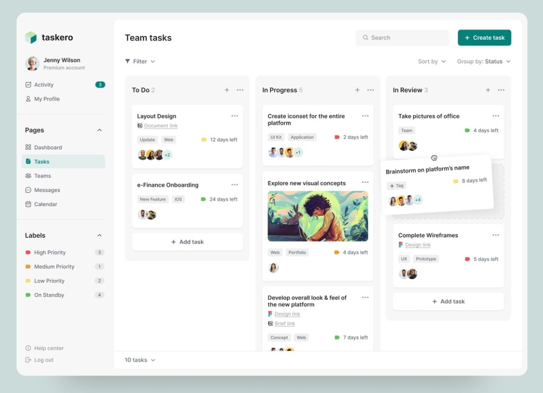 Project Management Dashboard sample