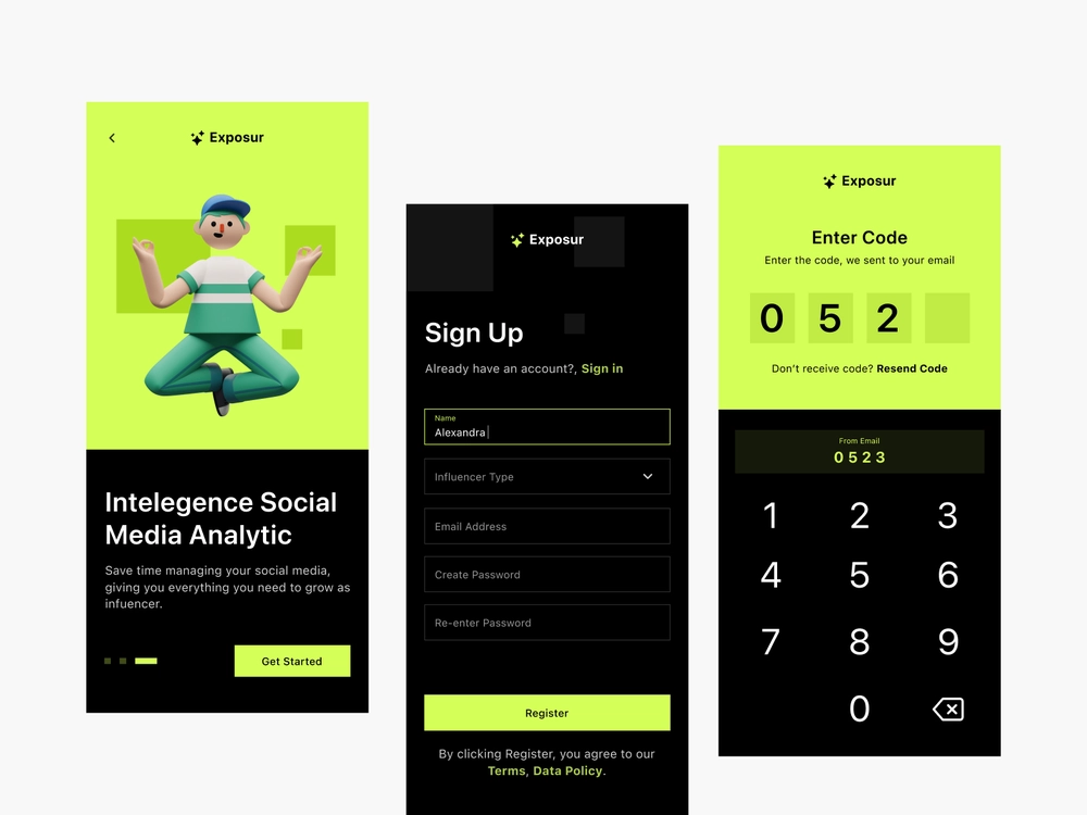 Exposur Onboarding Screens